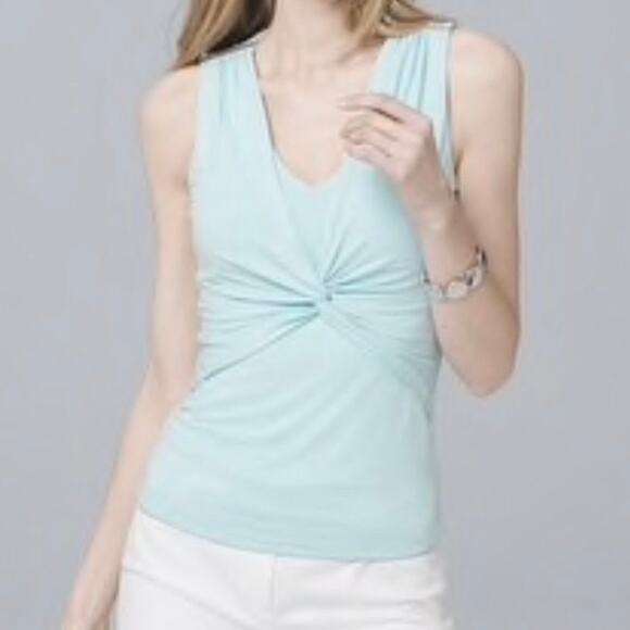 WHBM light blue twist front sleeveless top White House Black Market - Picture 2 of 7